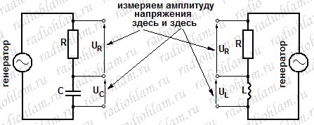 Схема измерения емкостей и индуктивностей генератором