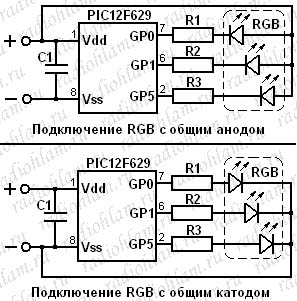 Схема подключения RGB-светодиодов к контроллеру