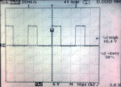 осциллограмма напряжения на катоде D1 при 12 В на входе