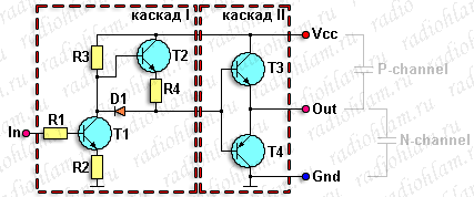 схема низковольтного драйвера для полевых транзисторов MOSFET