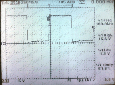 осциллограмма работы драйвера полевых транзисторов для напряжения 16В