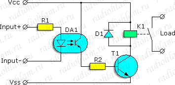Схема релейного модуля с гальванической развязкой