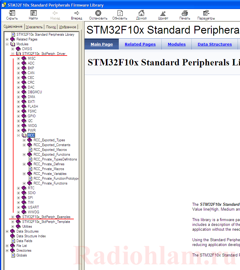 система помощи по StdPeriph
