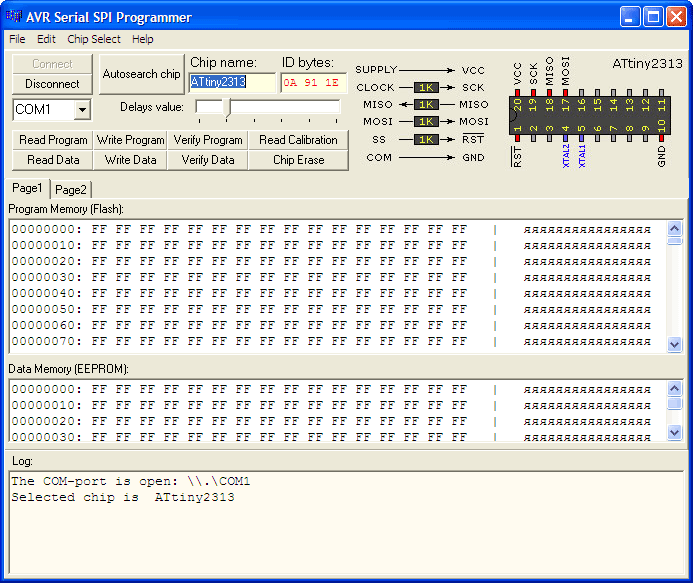 Главное окно программы для программирования контроллеров AVR